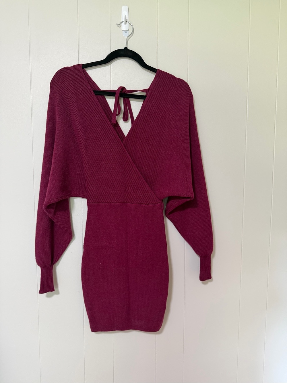 Windsor Berry Wrap-Front Knit Mini Dress